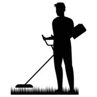 Silhouette of a Gardener Holding a Watering Can vector