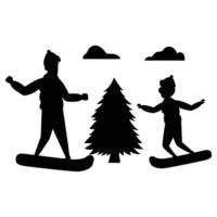 Silhouette Bundle of Skiing Activities on Snowy Slopes vector