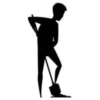 Silhouette of a Farmer Working in the Field vector