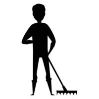 Silhouette of a Farmer Working in the Field vector