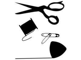 Sewing and Needlework Color Icons in Flat Style vector