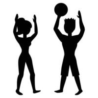 Silhouettes of People Enjoying a Summer Vacation at the Beach vector