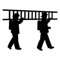 Silhouette of a Firefighter in Action with Gear vector