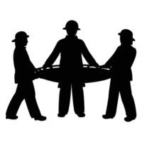 Silhouette of a Firefighter in Action with Gear vector