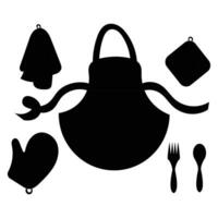 Silhouette of Different Kitchen Elements and Utensils vector