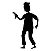 Policeman Officer Silhouette Standing Strong and Alert vector