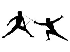 Fencing Player Silhouette Dynamic Action Pose vector