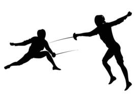 Fencing Player Silhouette Dynamic Action Pose vector