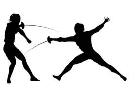 Fencing Player Silhouette Dynamic Action Pose vector