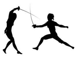 Fencing Player Silhouette Dynamic Action Pose vector