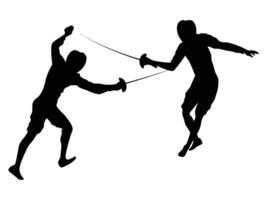 Fencing Player Silhouette Dynamic Action Pose vector