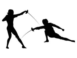 Fencing Player Silhouette Dynamic Action Pose vector