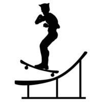 Skateboard Player Silhouette Performing Tricks in Motion vector