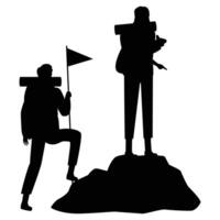 Hiker People Exploring Mountain Trails in Nature vector