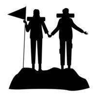 Hiker People Exploring Mountain Trails in Nature vector