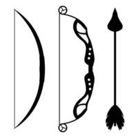 Bow, Arrow, Quiver, and Archery Target Silhouette vector
