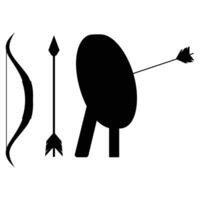 Bow, Arrow, Quiver, and Archery Target Silhouette vector