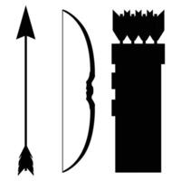 Bow, Arrow, Quiver, and Archery Target Silhouette vector