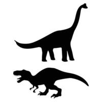 Different Dinosaur Silhouettes on a White Background vector