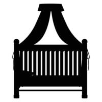 Baby Cot Silhouette Against a Soft Background vector