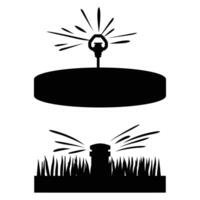 Sprinkler Silhouette in a Garden Setting vector