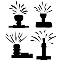 Sprinkler Silhouette in a Garden Setting vector
