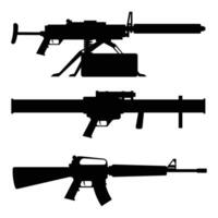Silhouettes of Various Weapons on a white Background vector