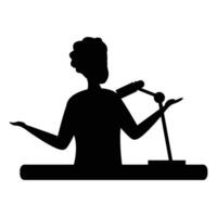 Internet Blogger Silhouette with Laptop and Camera vector