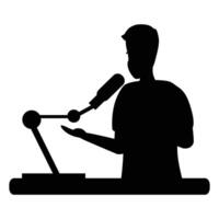 Internet Blogger Silhouette with Laptop and Camera vector