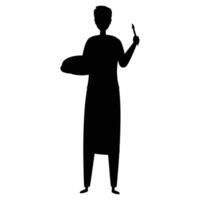 Working on Painting Silhouette with Brush and Canvas vector
