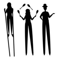 Clown on Stilts Silhouette with white background vector