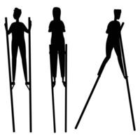 Clown on Stilts Silhouette with white background vector