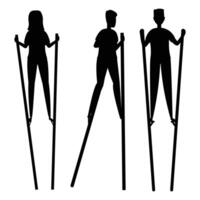 Clown on Stilts Silhouette with white background vector