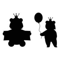 Panda Bear with a Crown on Its Head Silhouette vector
