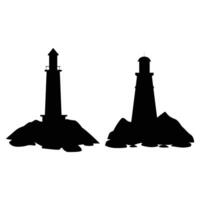 Silhouette of a Lighthouse Against a with white background vector