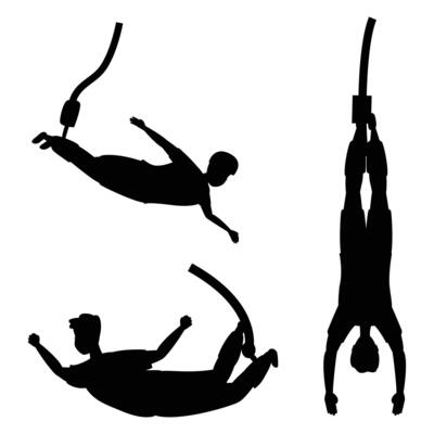 Bungee Jumping Silhouette Against a white background