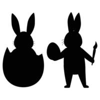 Silhouettes of Easter Bunnies on a white Background vector
