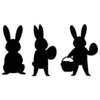 Silhouettes of Easter Bunnies on a white Background vector
