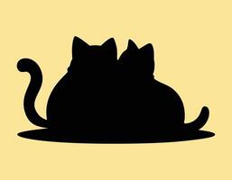 two cats are sitting on a yellow background vector
