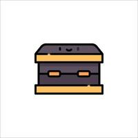 A black and yellow box with a smiley face on it vector
