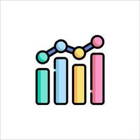 A colorful graph icon with a line going up vector
