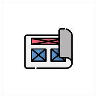 A simple icon of a newspaper with a red and blue box vector