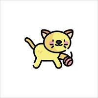 A cute cartoon cat playing with a ball vector