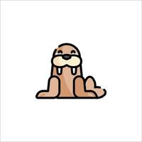 A walrus is sitting on the ground in a flat style vector