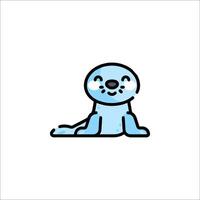 A cute seal with a blue face and a white background vector