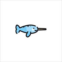 A narwhal with a long horn on its head vector