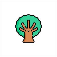 A cartoon tree with a face and hands vector