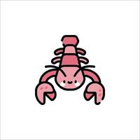 A cartoon lobster with a pink body and small eyes vector
