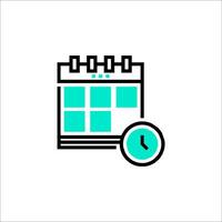 A calendar icon with a clock on it vector