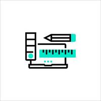 A computer and pencil icon on a white background vector